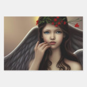 美しいヴィンテージのクリスマスエンジェルズデコページ ラッピングペーパーシート (正面3)