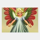 美しいヴィンテージのクリスマスエンジェルズデコページ ラッピングペーパーシート (正面2)