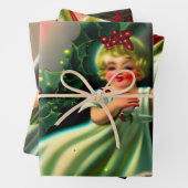 美しいヴィンテージのクリスマスエンジェルズデコページ ラッピングペーパーシート (インサイチュ)