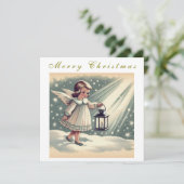 美しいヴィンテージのクリスマスエンジェル シーズンカード (スタンド正面)