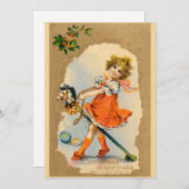 美しいヴィンテージのクリスマスカード シーズンカード (正面/裏面)