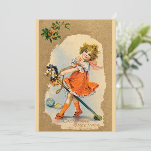 美しいヴィンテージのクリスマスカード シーズンカード (スタンド正面)