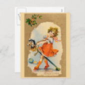 美しいヴィンテージのクリスマスカード シーズンポストカード (正面/裏面)