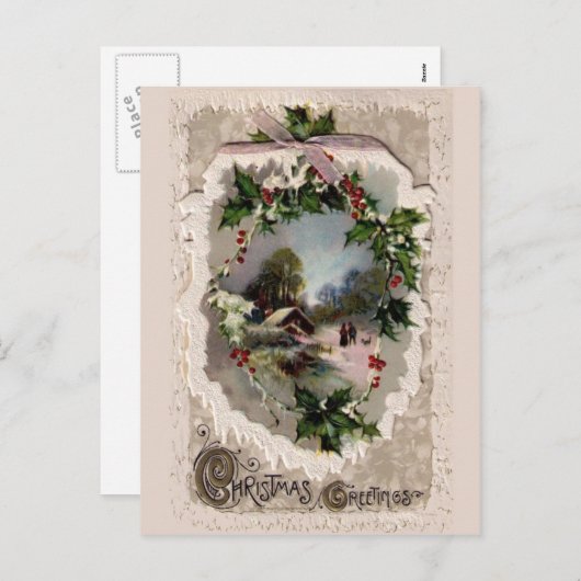 美しいヴィンテージのクリスマスカード シーズンポストカード (正面/裏面)