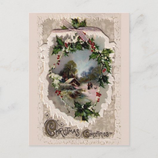美しいヴィンテージのクリスマスカード シーズンポストカード (正面)