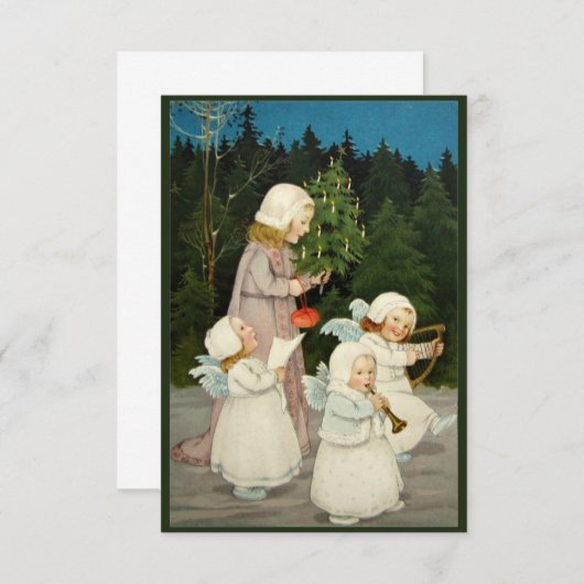 美しいヴィンテージのクリスマスカード 招待状 (正面/裏面)