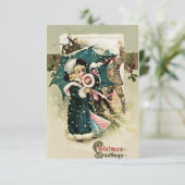 美しいヴィンテージのクリスマスカード 招待状 (スタンド正面)