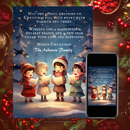 美しいヴィンテージのクリスマスキャロラーズ冬の夜 シーズンカード