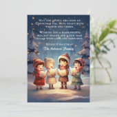 美しいヴィンテージのクリスマスキャロラーズ冬の夜 シーズンカード (スタンド正面)