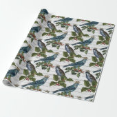 美しいヴィンテージのクリスマスバードパターン ラッピングペーパー (アンロールド)