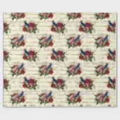 美しいヴィンテージのクリスマスバードパターン ラッピングペーパー (フラット)