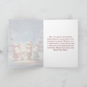 美しいヴィンテージのクリスマス・キャロラー冬の夜 シーズンカード (内部)