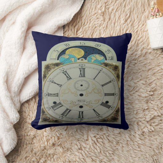 美しいヴィンテージのグランドファーザー時計の装飾用クッション クッション (ブランケット)