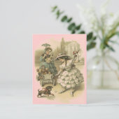 美しいヴィンテージのスタイルの女の子及び人形の招待状 招待状 (スタンド正面)