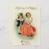 美しいヴィンテージのバレンタインのカップルの男の子の女の子 ノートカード (正面/裏面)
