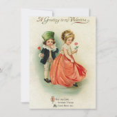 美しいヴィンテージのバレンタインのカップルの男の子の女の子 ノートカード (正面)