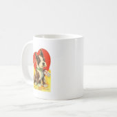 美しいヴィンテージのバレンタインのボストンテリアの子犬 コーヒーマグカップ (正面左)