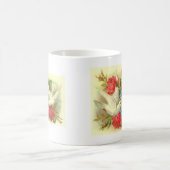 美しいヴィンテージのバレンタインの鳩及びバラ コーヒーマグカップ (中央)