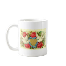 美しいヴィンテージのバレンタインの鳩及びバラ