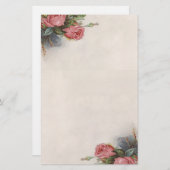 美しいヴィンテージのビクトリアンなバラの文房具 便箋 (正面/裏面)