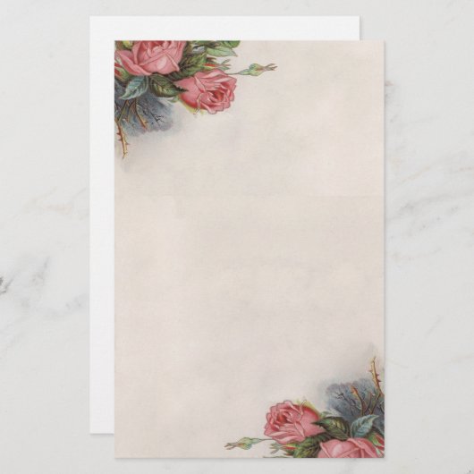 美しいヴィンテージのビクトリアンなバラの文房具 便箋 (正面/裏面)