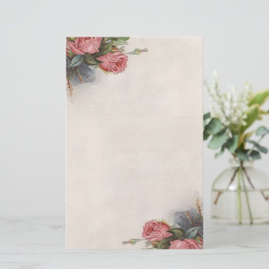 美しいヴィンテージのビクトリアンなバラの文房具 便箋 (スタンド正面)