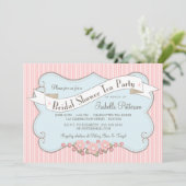 美しいヴィンテージのブライダルシャワーの茶パーティの招待状 招待状 (スタンド正面)