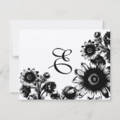 美しいヴィンテージのブラックフラワーウェディングRSVPカード 出欠カード (裏面)