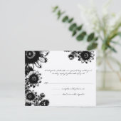 美しいヴィンテージのブラックフラワーウェディングRSVPカード 出欠カード (スタンド正面)