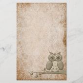 美しいヴィンテージのレトロのフクロウの文房具 便箋 (正面)