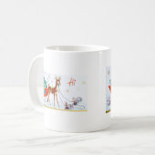 美しいヴィンテージの世紀半ばのトナカイ コーヒーマグカップ (正面左)