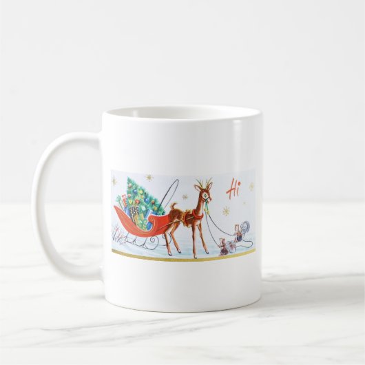 美しいヴィンテージの世紀半ばのトナカイ コーヒーマグカップ (左)