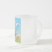 美しいヴィンテージの世紀半ばのトナカイ フロストグラスマグカップ (正面右)