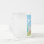 美しいヴィンテージの世紀半ばのトナカイ フロストグラスマグカップ (正面左)