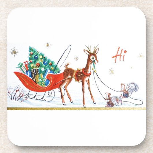 美しいヴィンテージの世紀半ばのモダンなトナカイ コースター (正面)