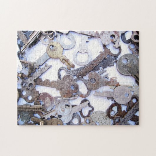 美しいヴィンテージの古いスケルトンキーコレクション ジグソーパズル (横)