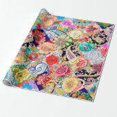 美しいヴィンテージの多くの種類の花柄 ラッピングペーパー (アンロールド)