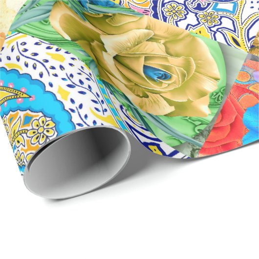美しいヴィンテージの多くの種類の花柄 ラッピングペーパー (ロールコーナー)