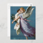 美しいヴィンテージの天使と子供の天国へのアート ポストカード (正面/裏面)