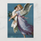 美しいヴィンテージの天使と子供の天国へのアート ポストカード (正面)