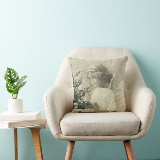 美しいヴィンテージの天使のクリスマスのプリントの枕 クッション (椅子)