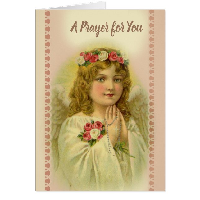 美しいヴィンテージの天使の祈る数珠 (正面)