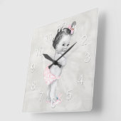 美しいヴィンテージの女の赤ちゃん スクエア壁時計 (傾斜)