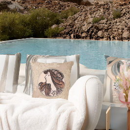 美しいヴィンテージの女性ボホの花 クッション