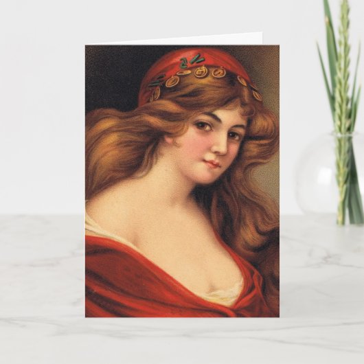 美しいヴィンテージの女性、母の日 カード (正面)