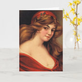 美しいヴィンテージの女性、母の日 カード (黄色い花)