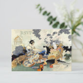 美しいヴィンテージの日本のな園遊会RSVP 出欠カード (スタンド正面)