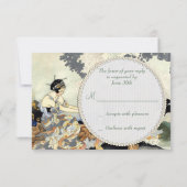 美しいヴィンテージの日本のな園遊会RSVP 出欠カード (裏面)