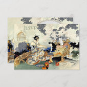 美しいヴィンテージの日本のな園遊会RSVP 出欠カード (正面/裏面)