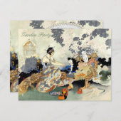 美しいヴィンテージの日本のな誕生日の園遊会 招待状 (正面/裏面)